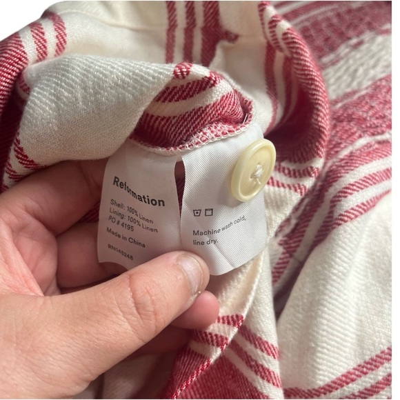 Reformation Linen Coconut Romper Size 6 Cuba Stripe - Picture 6 of 7